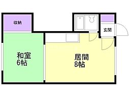 アサヒ7.2ビル 1LDKの間取図画像