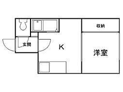 サニープレイス南郷18 1DKの間取図画像