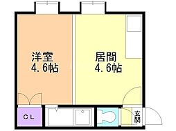 シャルマン南郷B 1DKの間取図画像