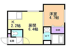 フラッツリド菊水 1LDKの間取図画像