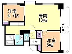 フジエール菊水 2LDKの間取図画像