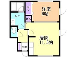 スワインガームB 1LDKの間取図画像