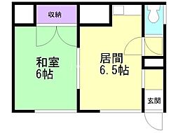第二田中荘 1DKの間取図画像