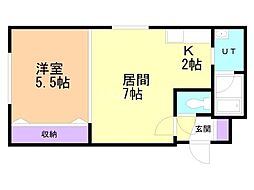パトラス白石 1LDKの間取図画像
