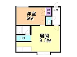 サンコーポ 1LDKの間取図画像