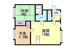 リゾナコート北郷 2LDKの間取図画像