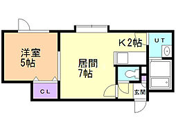 グッドライト白石 1LDKの間取図画像