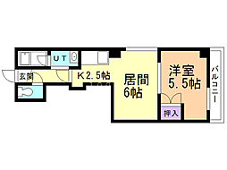 シャルム菊水 1LDKの間取図画像