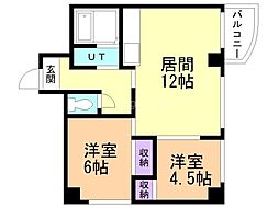 アクアトピア南郷通1 2LDKの間取図画像