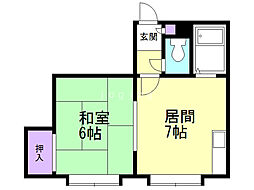 菊水フロスティC 1DKの間取図画像