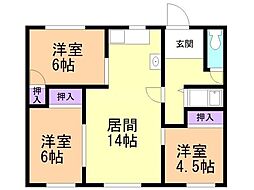 優起荘 3LDKの間取図画像