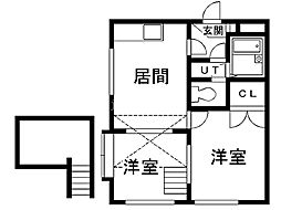 スカイブルーK 2LDKの間取図画像