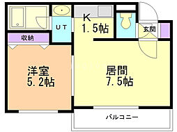 コンフォートステイ南郷通 1LDKの間取図画像