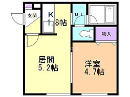 CALME55 1LDKの間取図画像