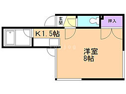 白石本通クラブハウス 1Kの間取図画像