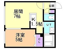 クリスタルN9 1LDKの間取図画像