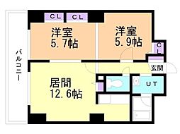 クオリア 2LDKの間取図画像