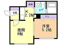 ヒルトップ南郷丘公園 1LDKの間取図画像