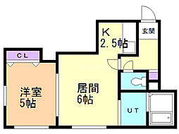 イコル栄通 1LDKの間取図画像