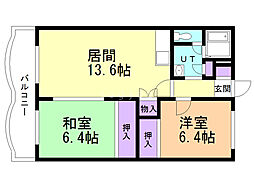 プレジール菊水 2LDKの間取図画像