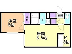 クラリス菊水2 1LDKの間取図画像