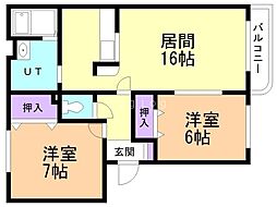 ローズヴィレッジ 2LDKの間取図画像