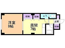 マニーズフラッツ 1DKの間取図画像