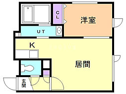 フォレスト北野通 1LDKの間取図画像