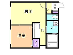 カルムハピネス南郷 1LDKの間取図画像