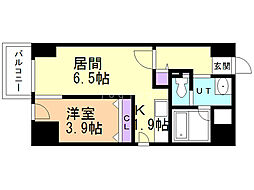 LEE東札幌A 1DKの間取図画像