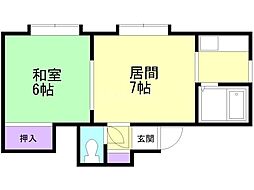 セピア菊水C 1LDKの間取図画像