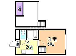 アビアシオン参番館 1Kの間取図画像