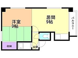 三友ハイツ 1LDKの間取図画像