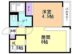 ダイアナ白石ヒルズ2 1LDKの間取図画像