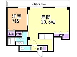 ヒルズ本通り 1LDKの間取図画像