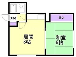 ロイヤル菊水A 1LDKの間取図画像