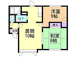 グランパス北郷C 2LDKの間取図画像