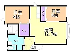 エターナリィーNo.2 2LDKの間取図画像