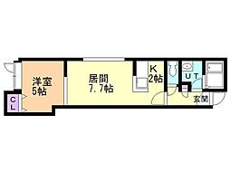 カーザフェリス白石 1LDKの間取図画像
