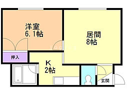 フォーマルハウト 1LDKの間取図画像