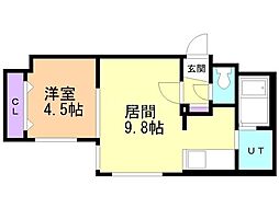 patio豊平 1LDKの間取図画像