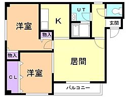 リベア菊水 2LDKの間取図画像