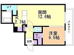 札幌市白石区菊水一条4丁目マンション 1LDKの間取図画像