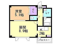 やまとビル 1LDKの間取図画像