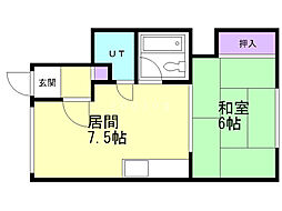 フェイス平和通 1DKの間取図画像