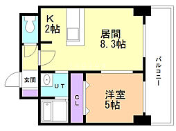 サンコート本通ガーデンヒルズ 1LDKの間取図画像