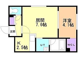 札幌市白石区南郷通15丁目南マンション 1LDKの間取図画像