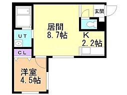 リデーレ菊水2 1LDKの間取図画像