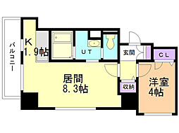 プライムアーバン大通東 1LDKの間取図画像