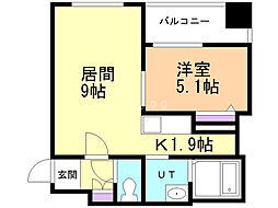 クラリス豊平3.9 1LDKの間取図画像